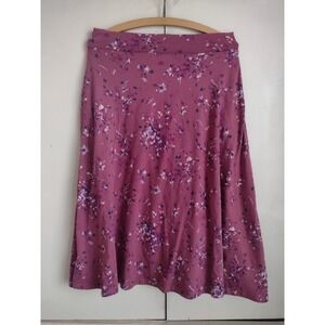 Pact Organic Cotton Fit & Flare Midi Skirt Pull On Sustainable Purple Pink Sz S